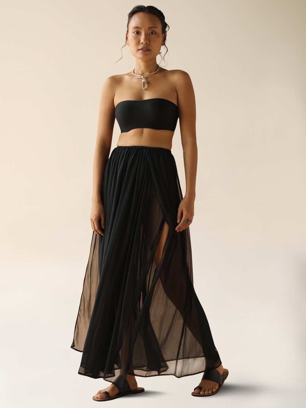 FARA BOUTIQUE Free Flow Skirt in Chiffon Black Size Small VGUC